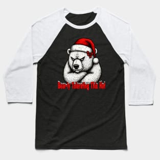 Cute and Grumpy Christmas Polar Bear Baseball T-Shirt